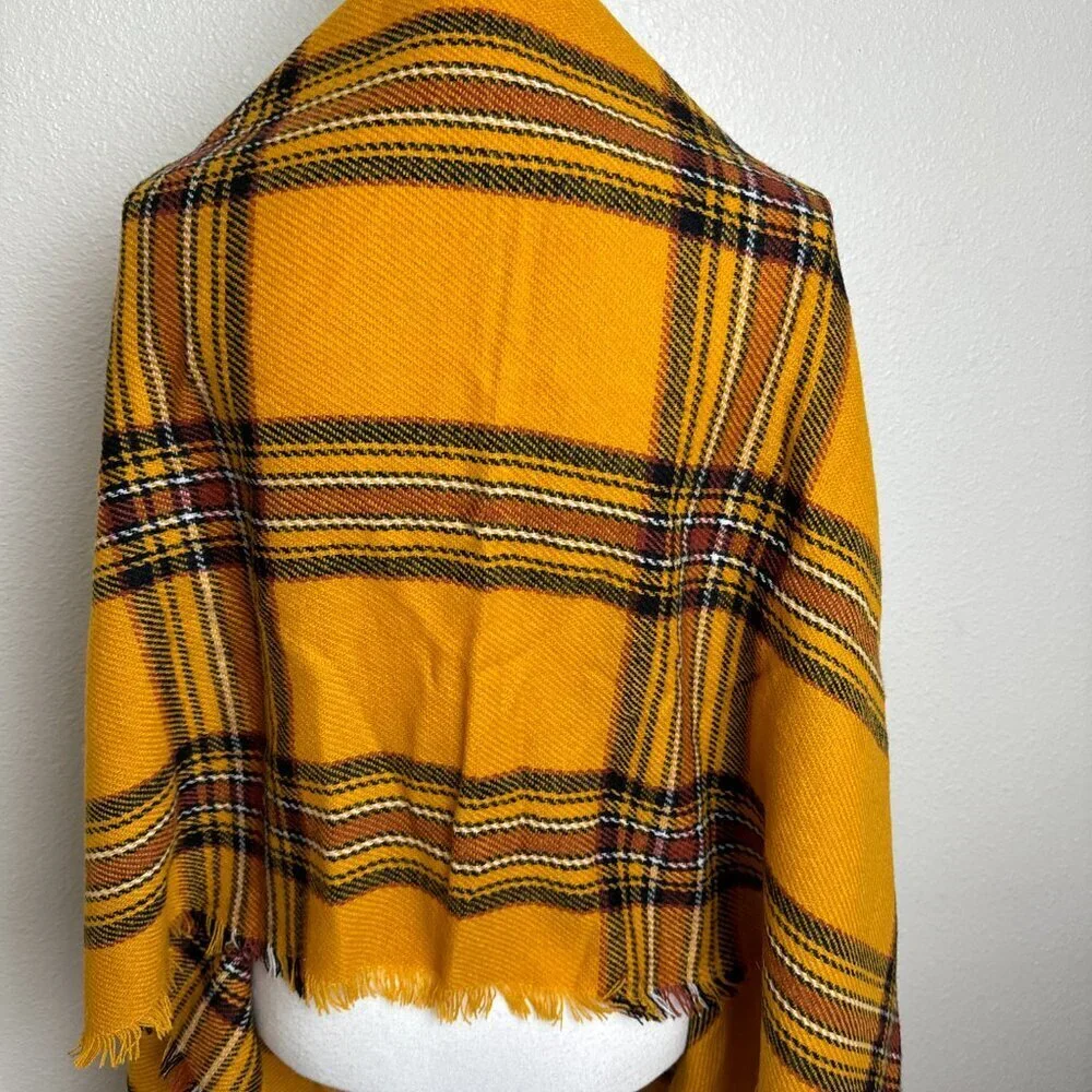 Tahari Large Yellow Plaid Scarf / Shawl